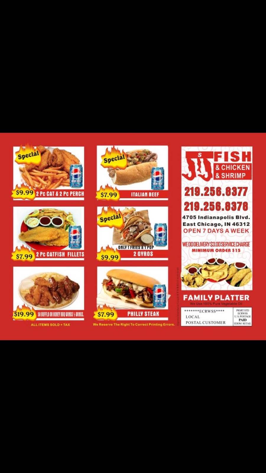 SuperJ J Fish & Chicken | restaurant | 4705 Indianapolis Blvd, East Chicago, IN 46312, USA | 2192568377 OR +1 219-256-8377