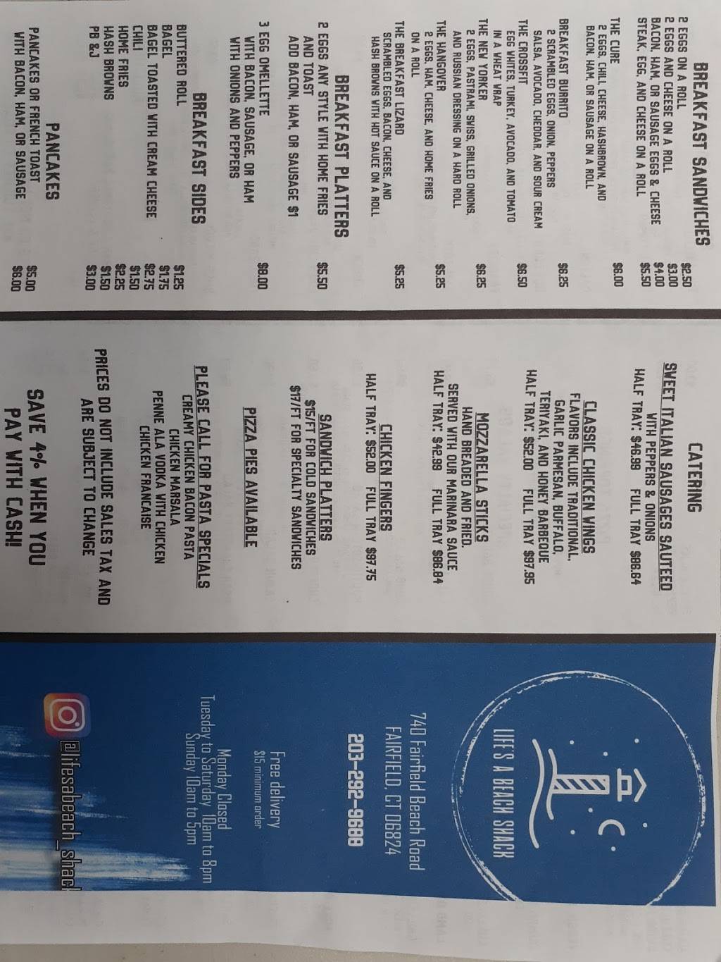 Lifes a Beach Shack | meal takeaway | 740 Fairfield Beach Rd, Fairfield, CT 06824, USA | 2032929688 OR +1 203-292-9688