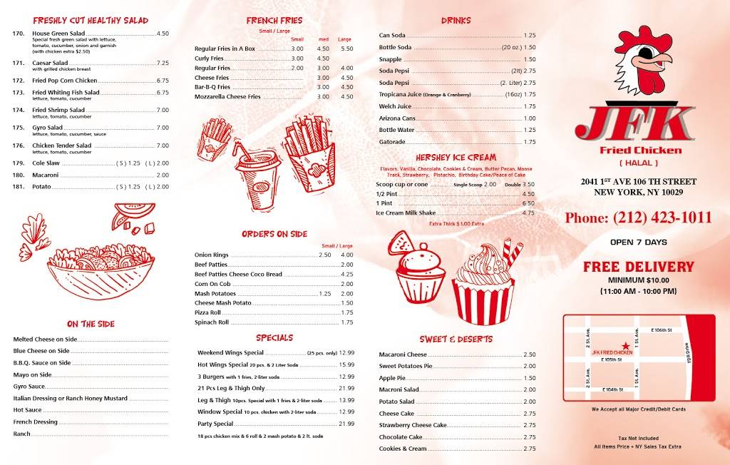JFK Fried Chicken | restaurant | 2041 1st Avenue, New York, NY 10029, USA | 2124231011 OR +1 212-423-1011