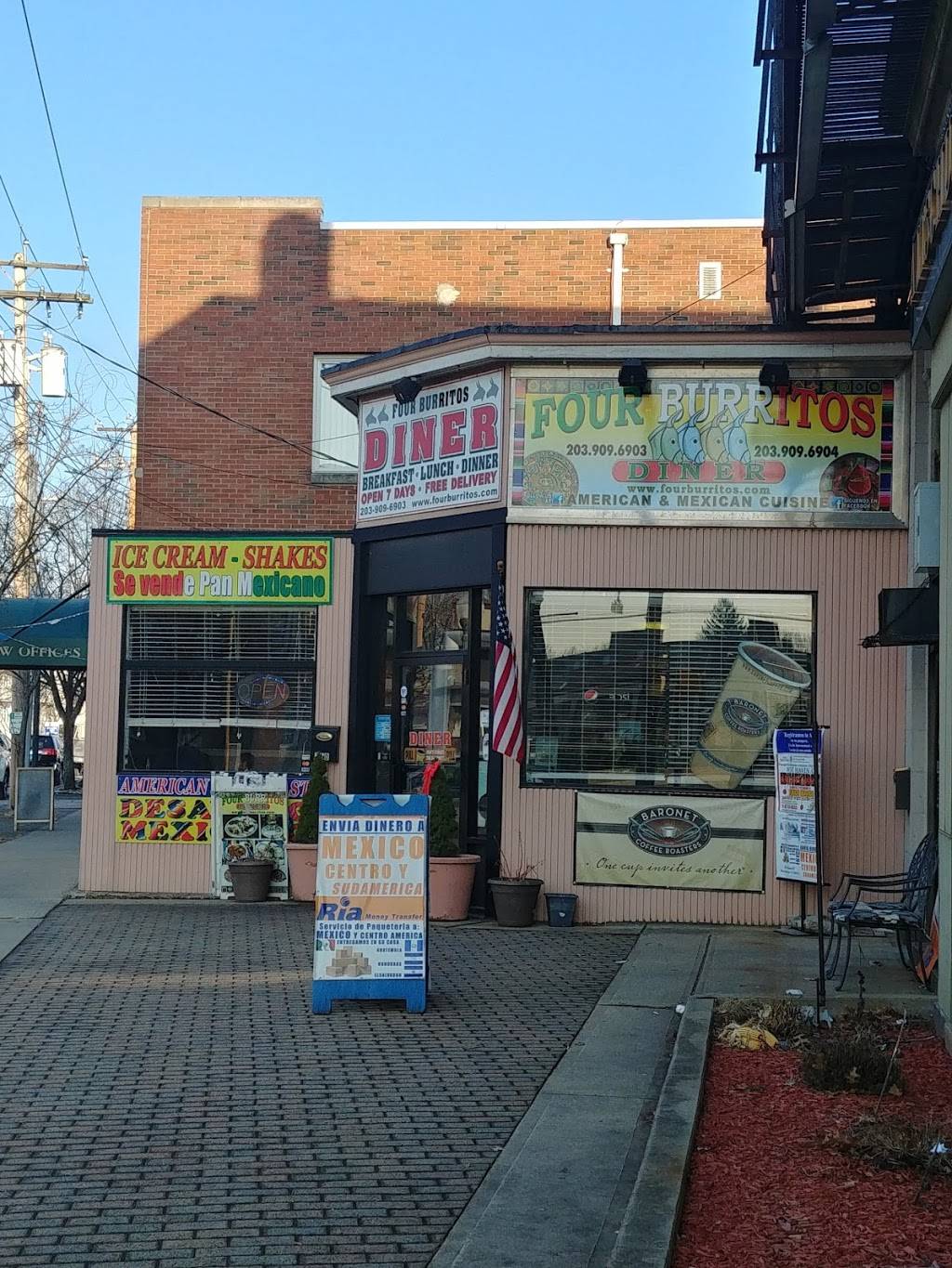 Four Burritos Diner | restaurant | 340 Main St, West Haven, CT 06516, USA | 2039096904 OR +1 203-909-6904