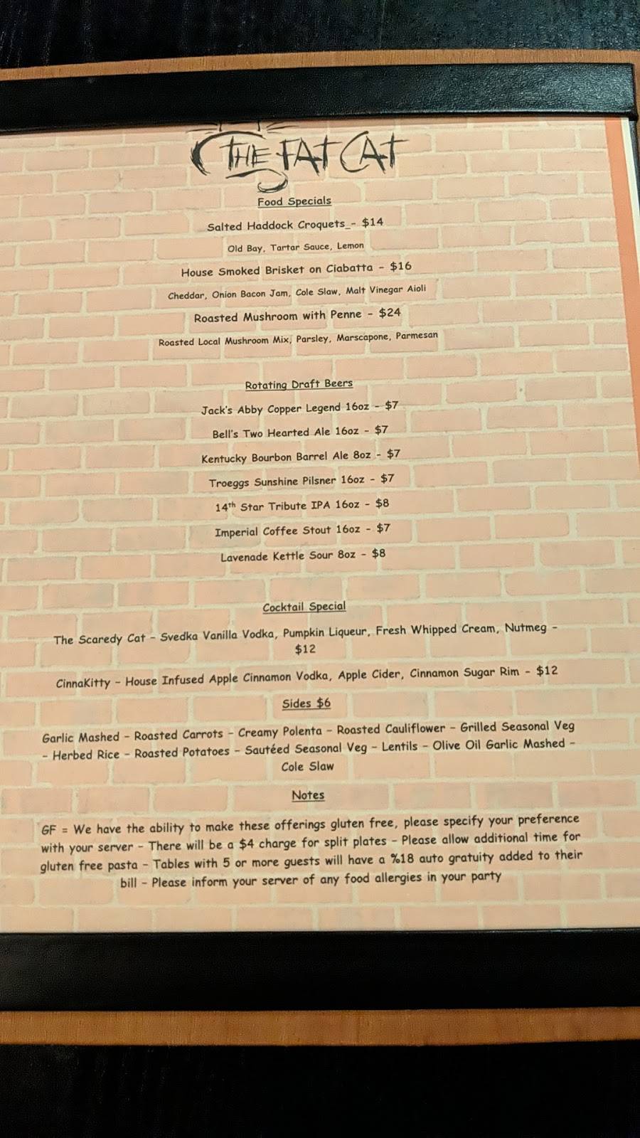 The Fat Cat | restaurant | 1495 Hancock St, Quincy, MA 02169, USA | 6174714363 OR +1 617-471-4363