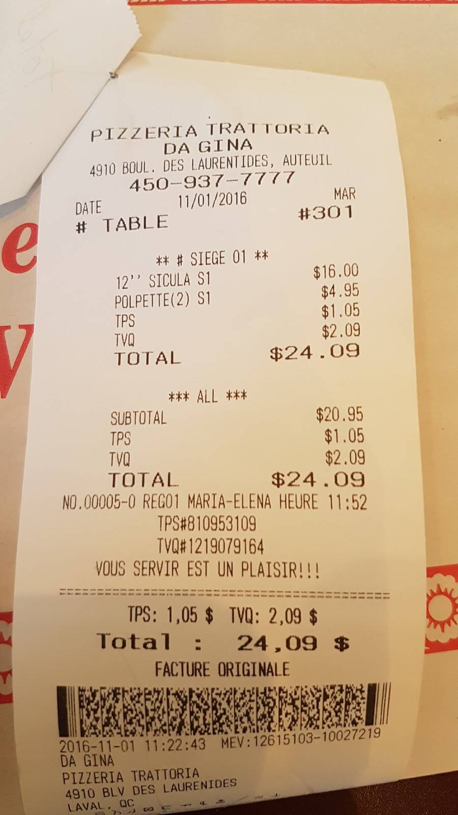 Da Gina | restaurant | 4910 Boulevard des Laurentides, Laval, QC H7K 2J5, Canada | 4509377777 OR +1 450-937-7777