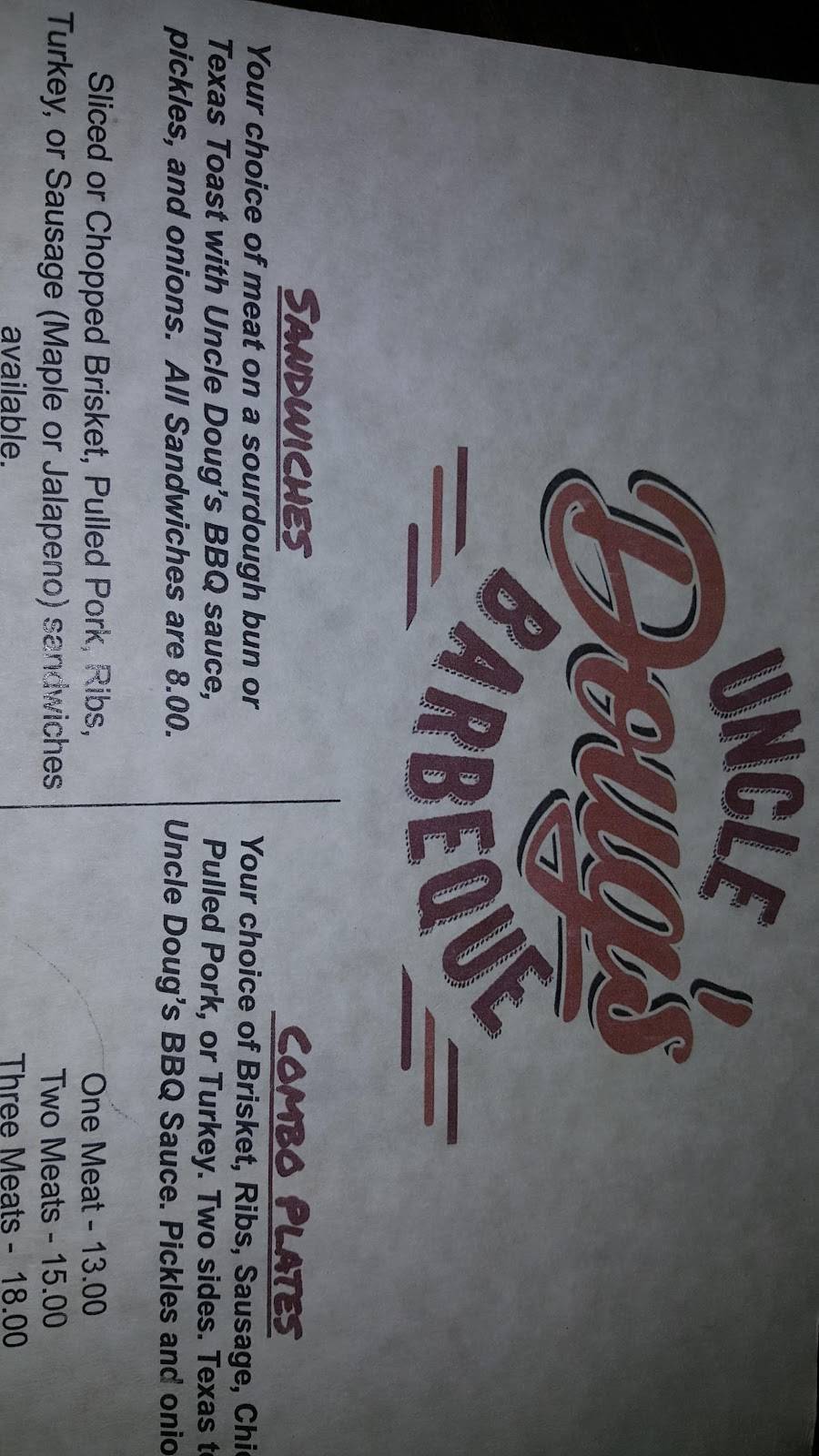 Uncle Dougs | restaurant | 14812 TX-21, Douglass, TX 75943, USA | 9365858502 OR +1 936-585-8502