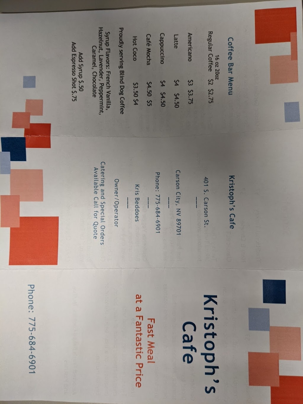 Kristophs Cafe | restaurant | 401 S Carson St, Carson City, NV 89701, USA | 7756846901 OR +1 775-684-6901