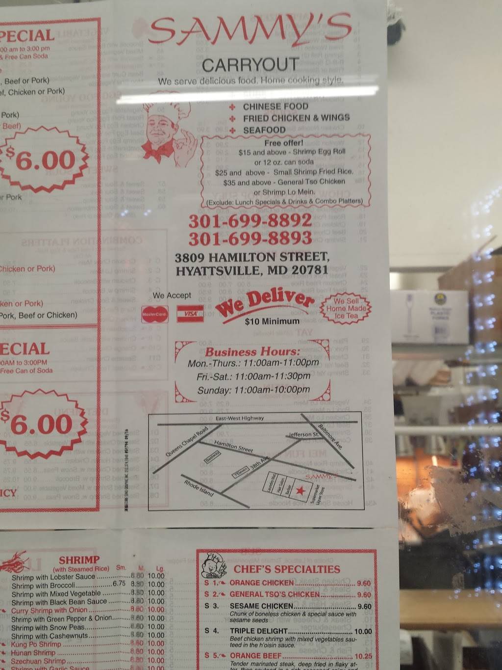 Sammys Carry Out | meal takeaway | 3809 Hamilton St, Hyattsville, MD 20781, USA | 3016998892 OR +1 301-699-8892