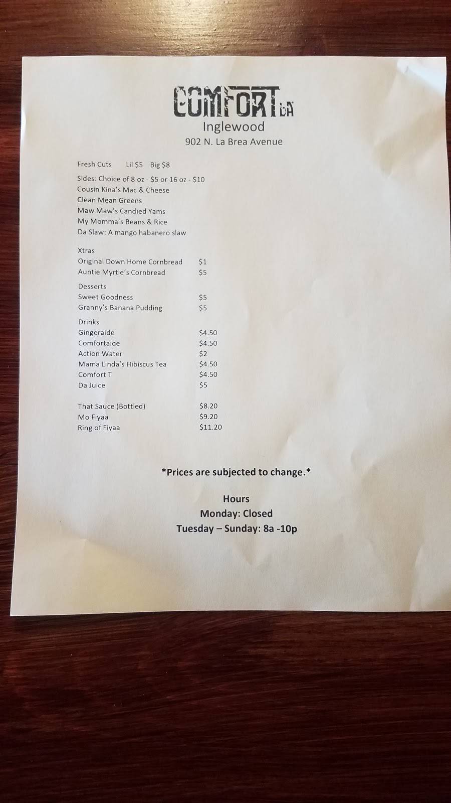 Comfort LA Inglewood | restaurant | 902 N La Brea Ave, Inglewood, CA 90302, USA | 4247025138 OR +1 424-702-5138