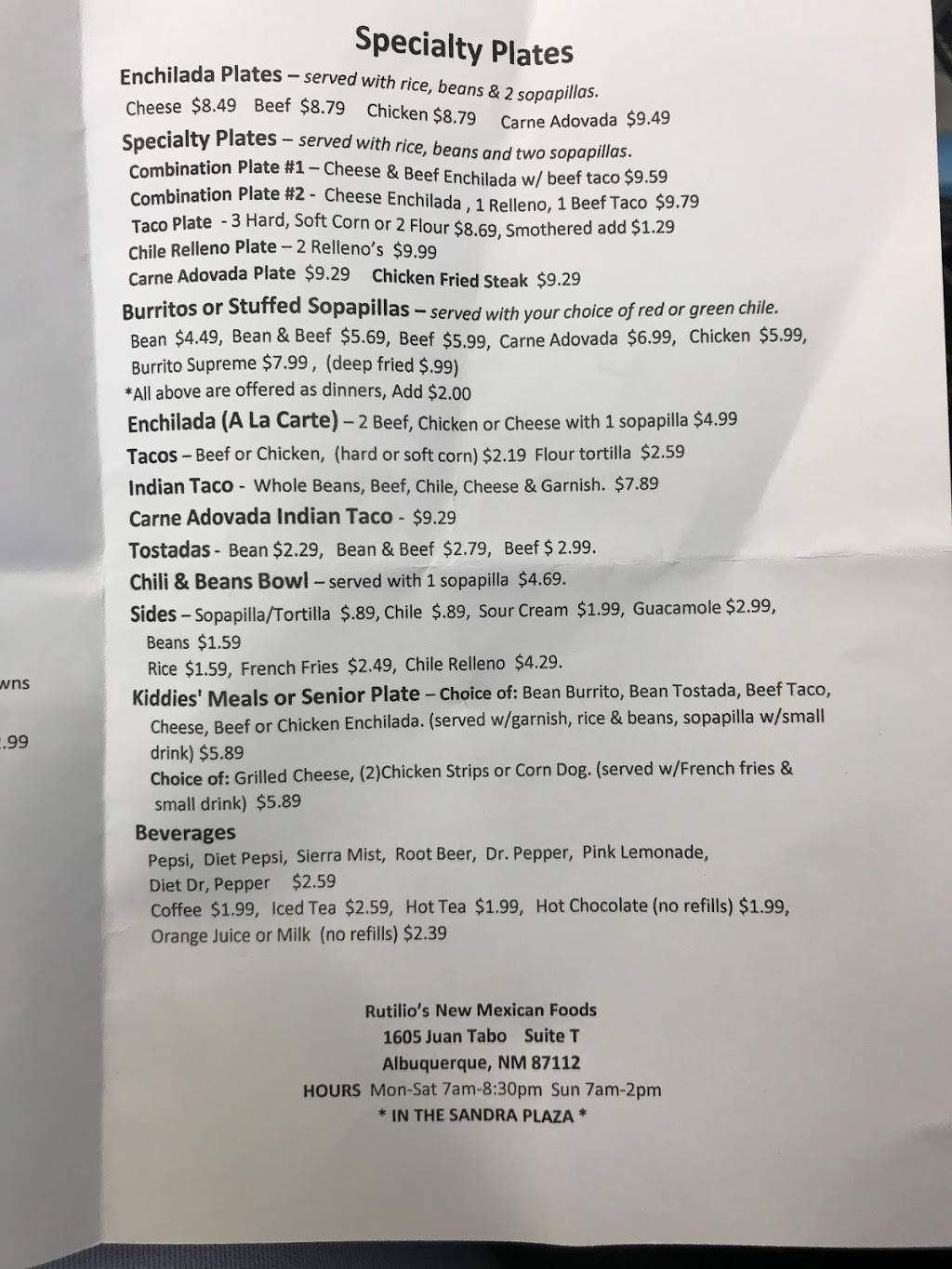 Rutilio’s New Mexican Food | restaurant | 1605 Juan Tabo Blvd NE, Albuquerque, NM 87112, USA | 5055038629 OR +1 505-503-8629