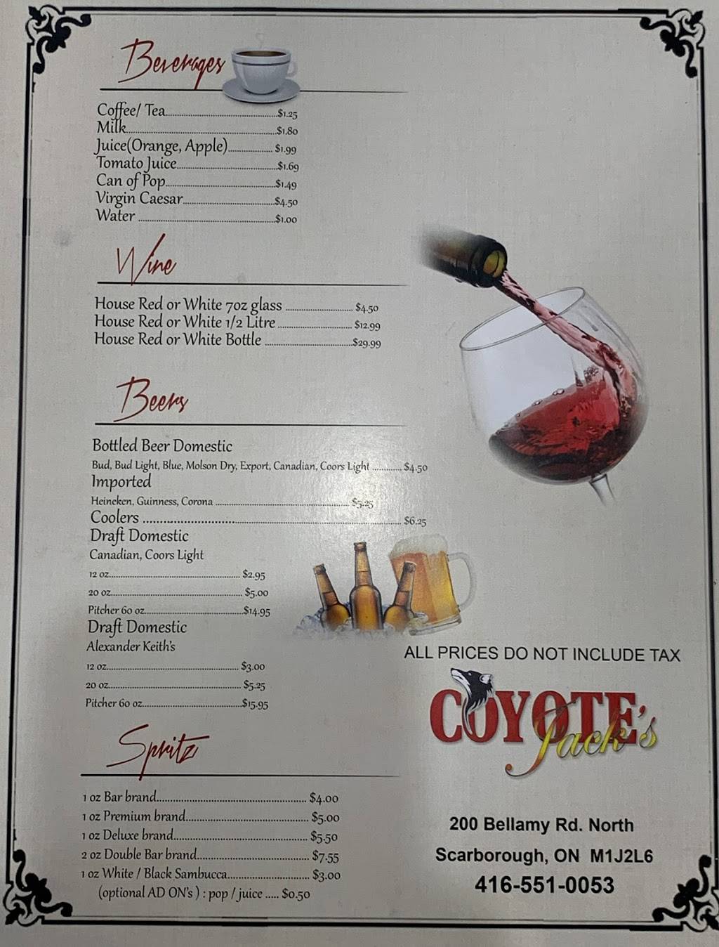 Coyote Jacks Bar & Grill | restaurant | 200 Bellamy Rd N, Scarborough, ON M1J 2L6, Canada | 4165510053 OR +1 416-551-0053