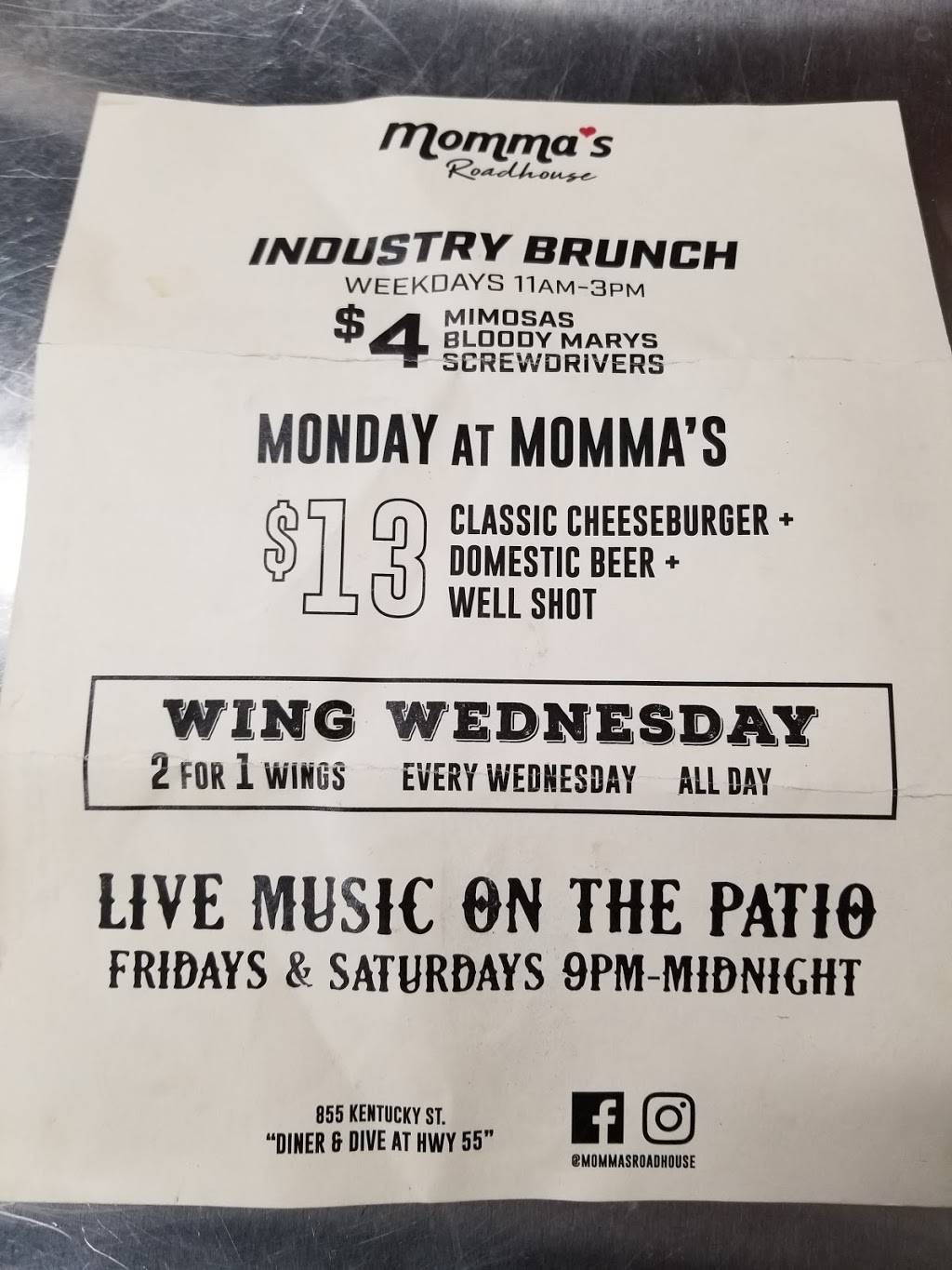 Mommas | restaurant | 855 Kentucky St, Memphis, TN 38106, USA | 9012075111 OR +1 901-207-5111
