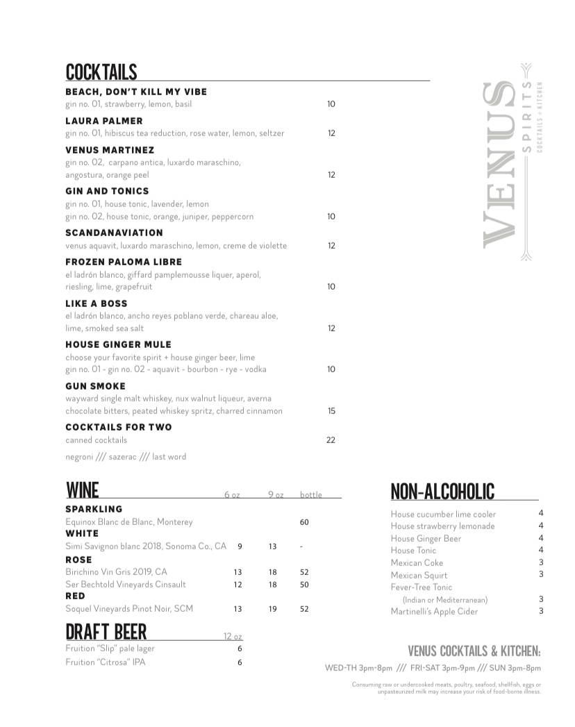 Venus Spirits Cocktails & Kitchen | restaurant | 200 High Rd, Santa Cruz, CA 95060, USA | 8314279673 OR +1 831-427-9673