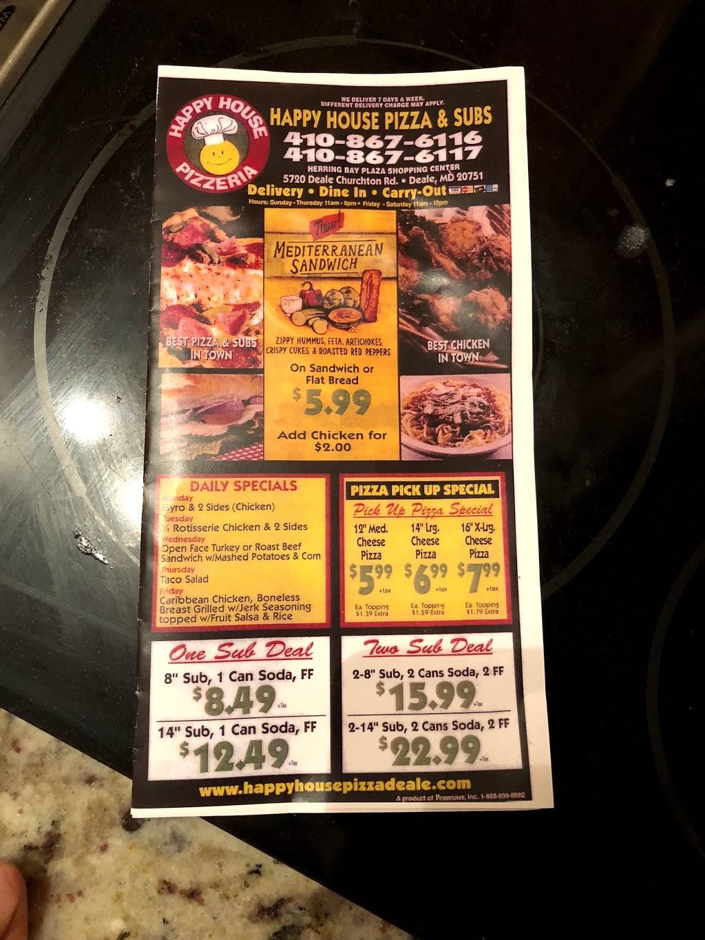 Happy House Pizzeria | restaurant | 5720 Deale Churchton Rd # F, Deale, MD 20751, USA | 4108676116 OR +1 410-867-6116