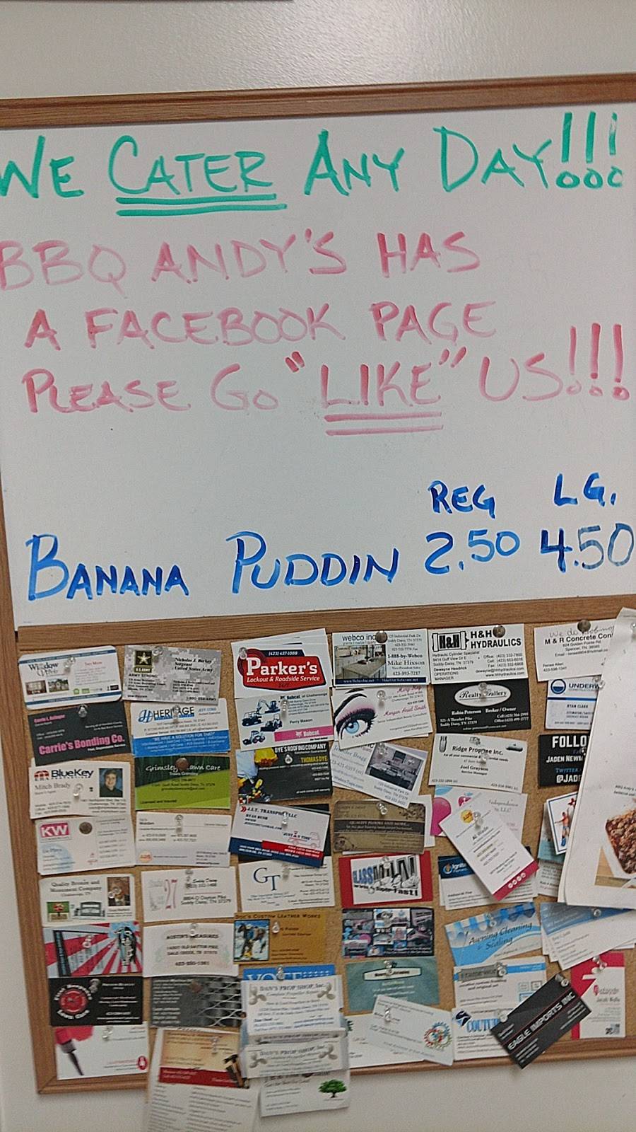 BBQ ANDYS | restaurant | 106A Karen Dr, Soddy-Daisy, TN 37379, USA | 4233322011 OR +1 423-332-2011