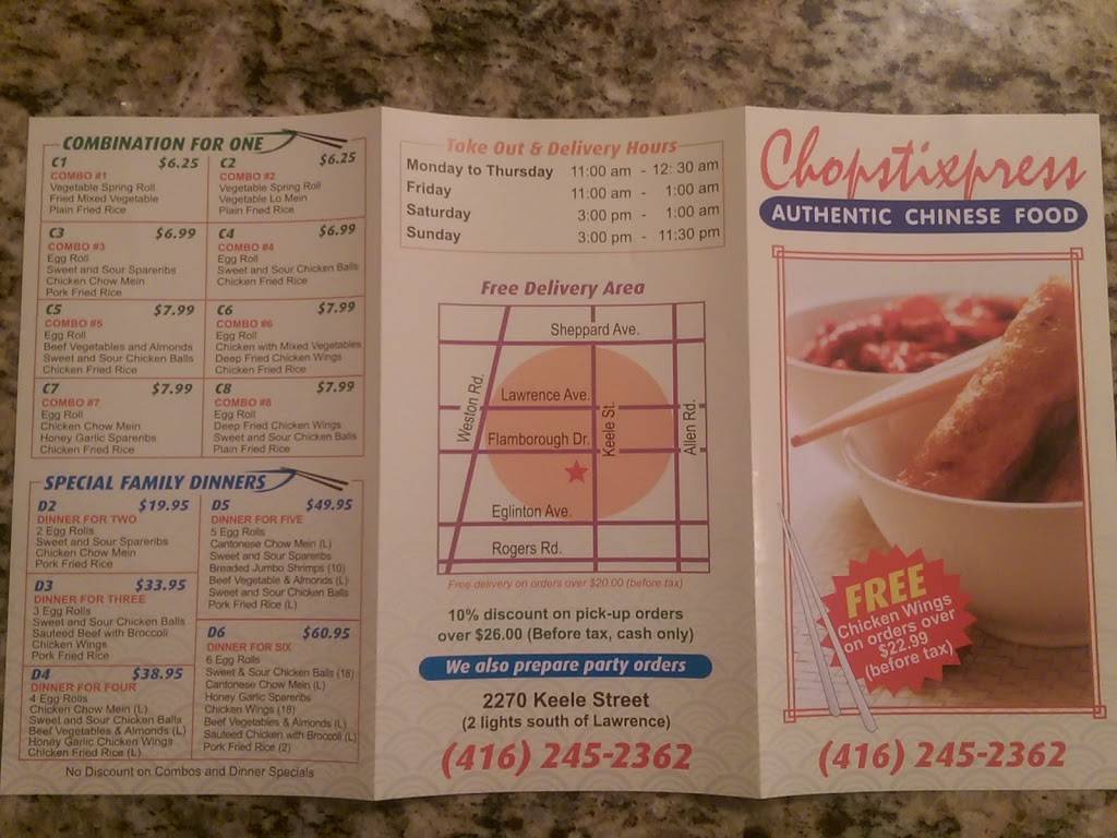 Chopstixpress | restaurant | 2270 Keele St, North York, ON M6M 2P5, Canada | 4162452362 OR +1 416-245-2362