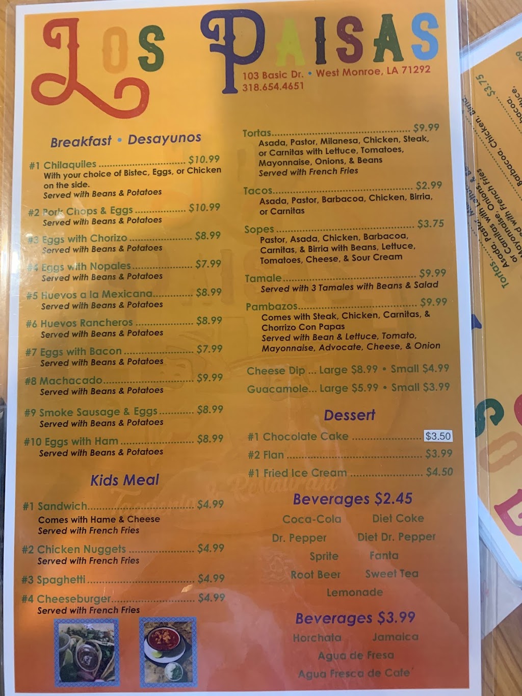 Los Paisas | restaurant | 103 Basic Dr, West Monroe, LA 71292, USA | 3186544651 OR +1 318-654-4651