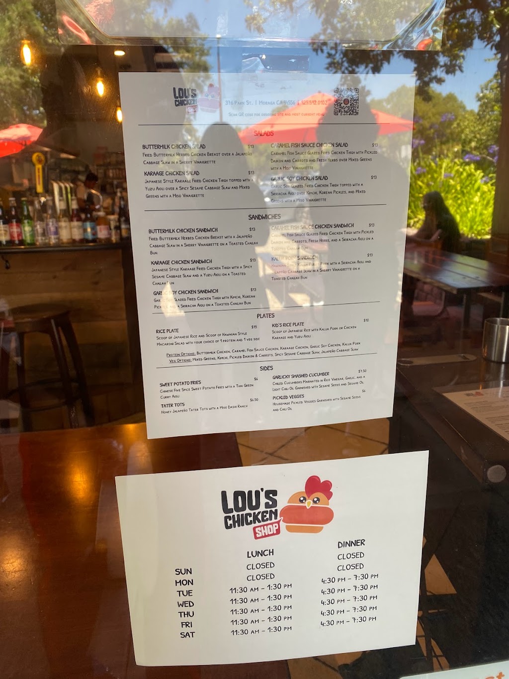 Lous Chicken Shop | restaurant | 376 Park St, Moraga, CA 94556, USA | 9255920102 OR +1 925-592-0102