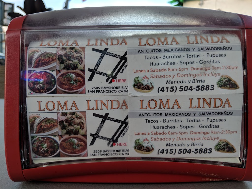 Loma Linda Taco Truck | restaurant | 2509 Bayshore Blvd, San Francisco, CA 94134, USA | 4155045883 OR +1 415-504-5883