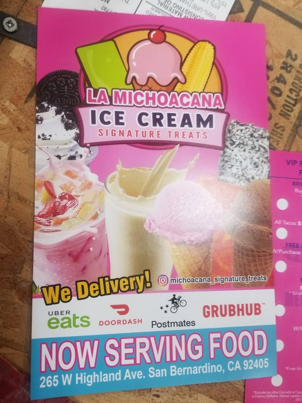 La Michoacana Signature Treats | restaurant | 265 W Highland Ave, San Bernardino, CA 92405, USA | 9093522156 OR +1 909-352-2156