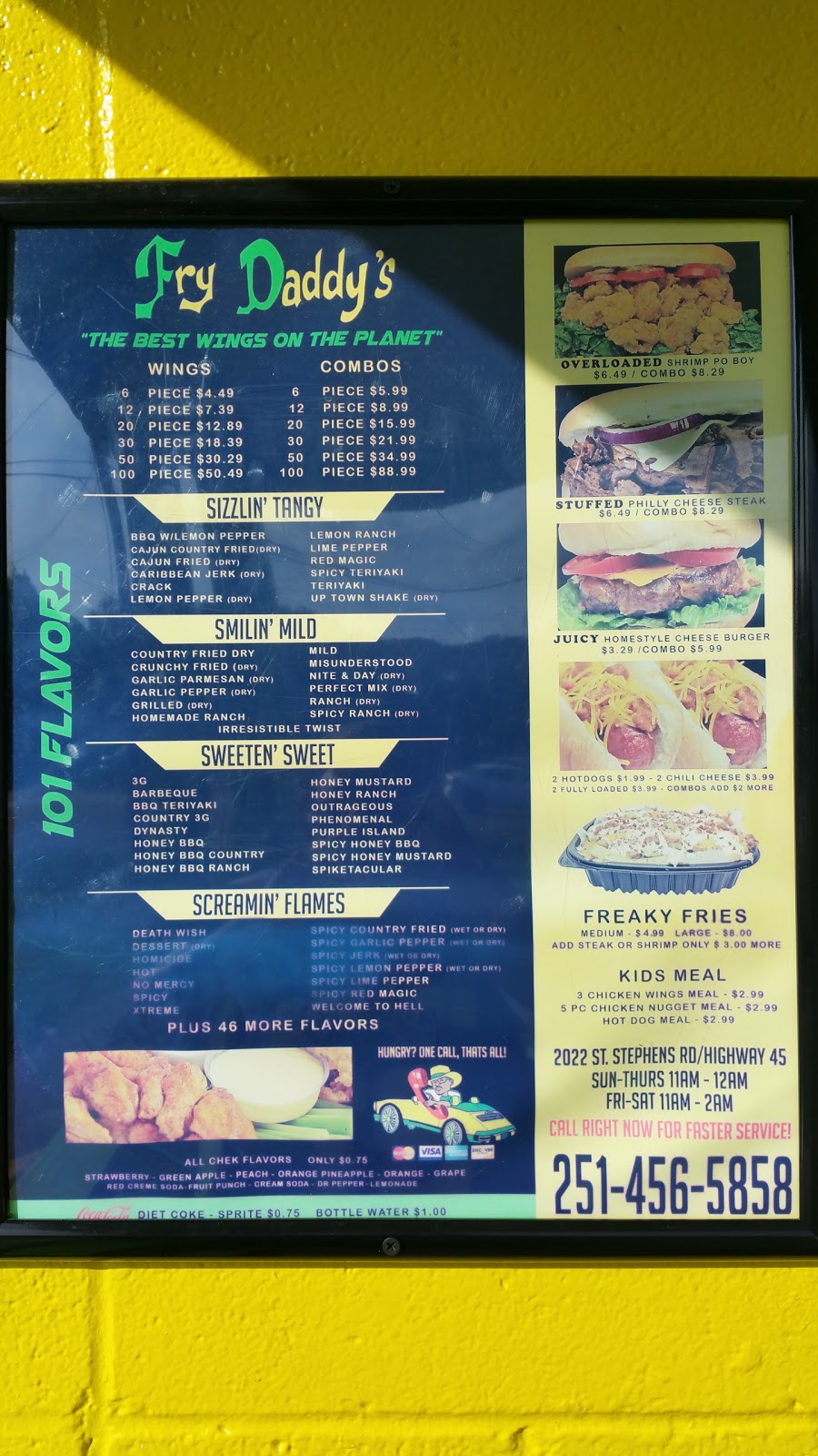 Fry Daddys | restaurant | 2022 St Stephens Rd, Prichard, AL 36610, USA | 2514565858 OR +1 251-456-5858