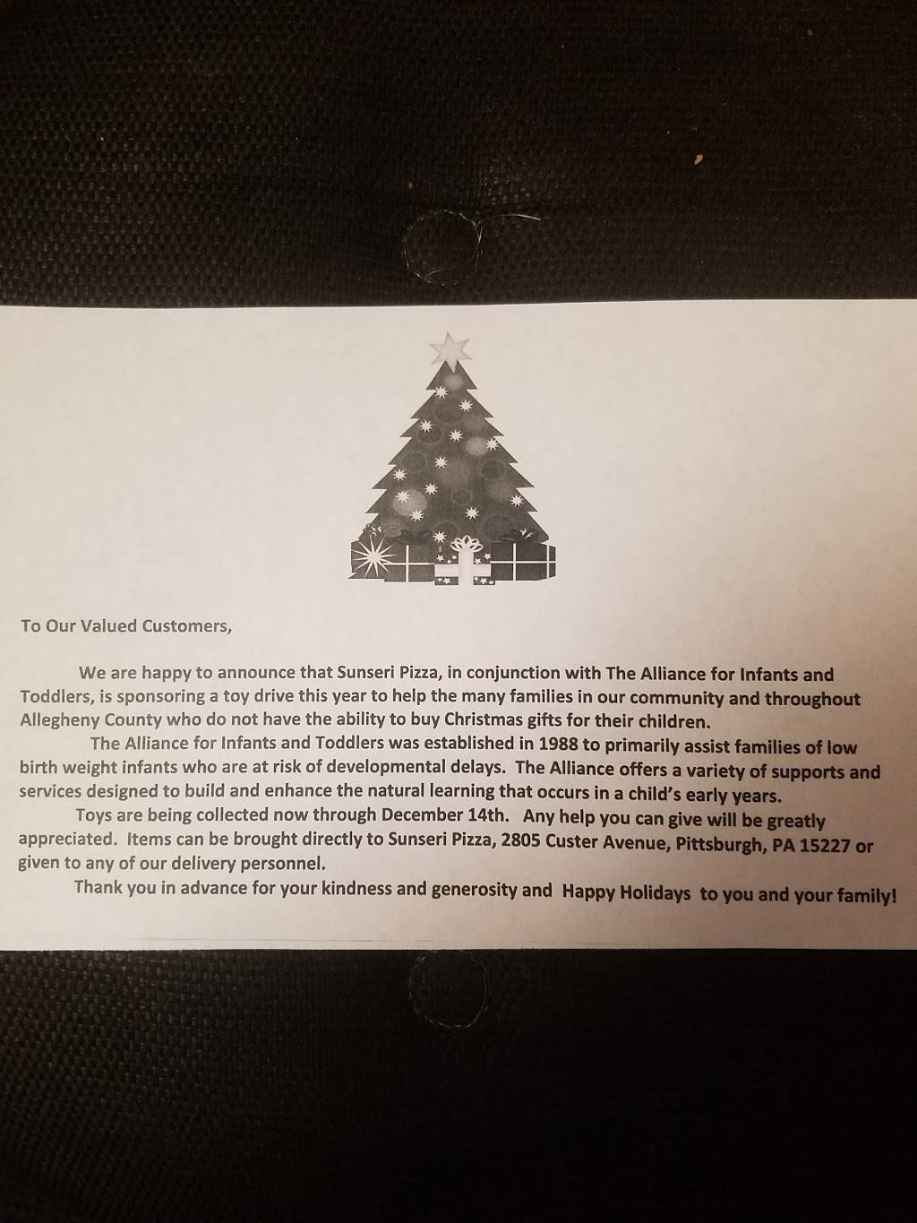 Sunseri Pizza | restaurant | 2805 Custer Ave, Pittsburgh, PA 15227, USA | 4128858833 OR +1 412-885-8833