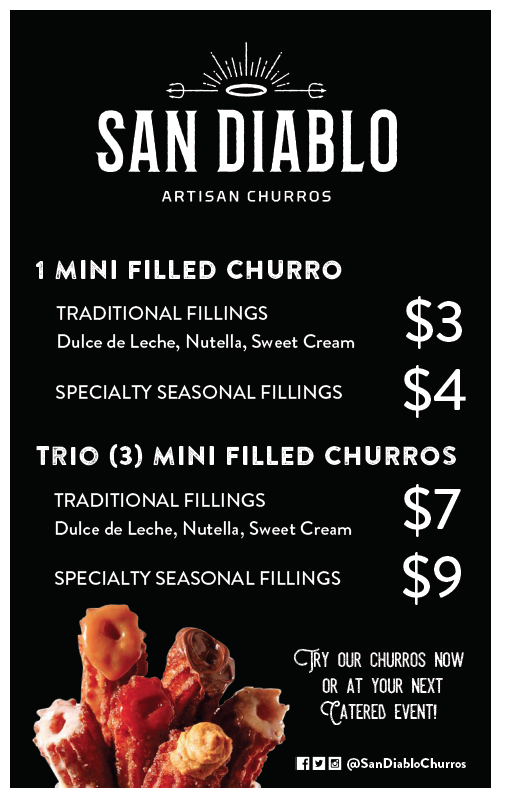 San Diablo Artisan Churros | meal takeaway | 167 W 4500 South Frontage Rd, Murray, UT 84107, USA | 8014320880 OR +1 801-432-0880