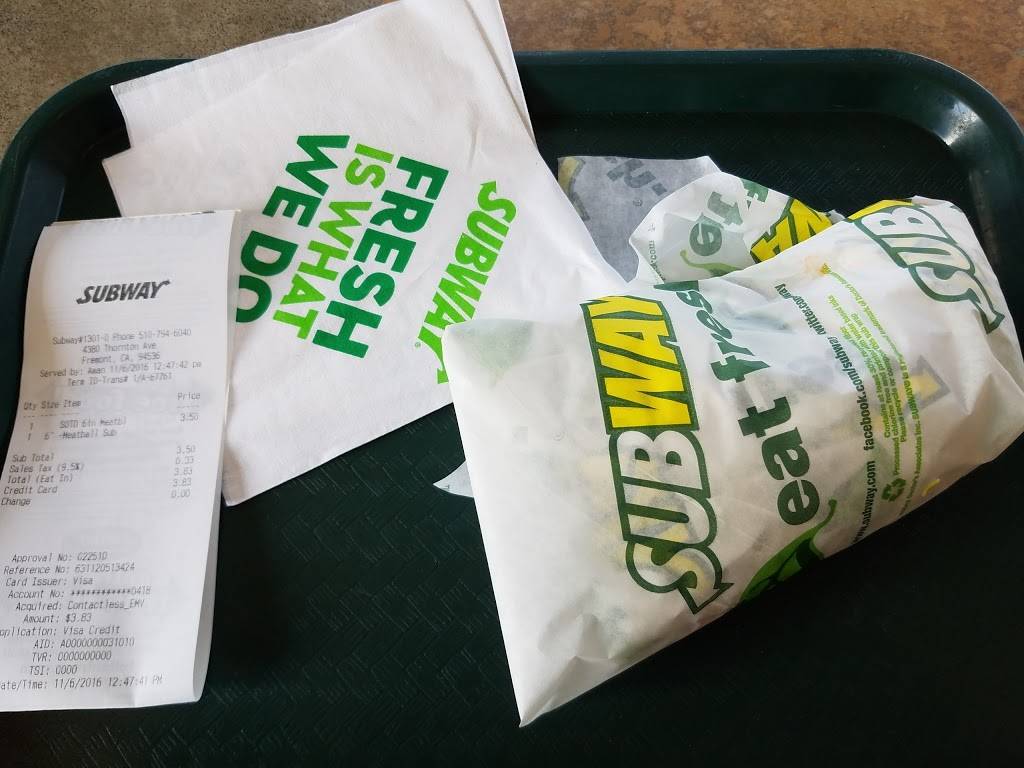 Subway Restaurants | restaurant | 4380 Thornton Ave, Fremont, CA 94536, USA | 5107946040 OR +1 510-794-6040