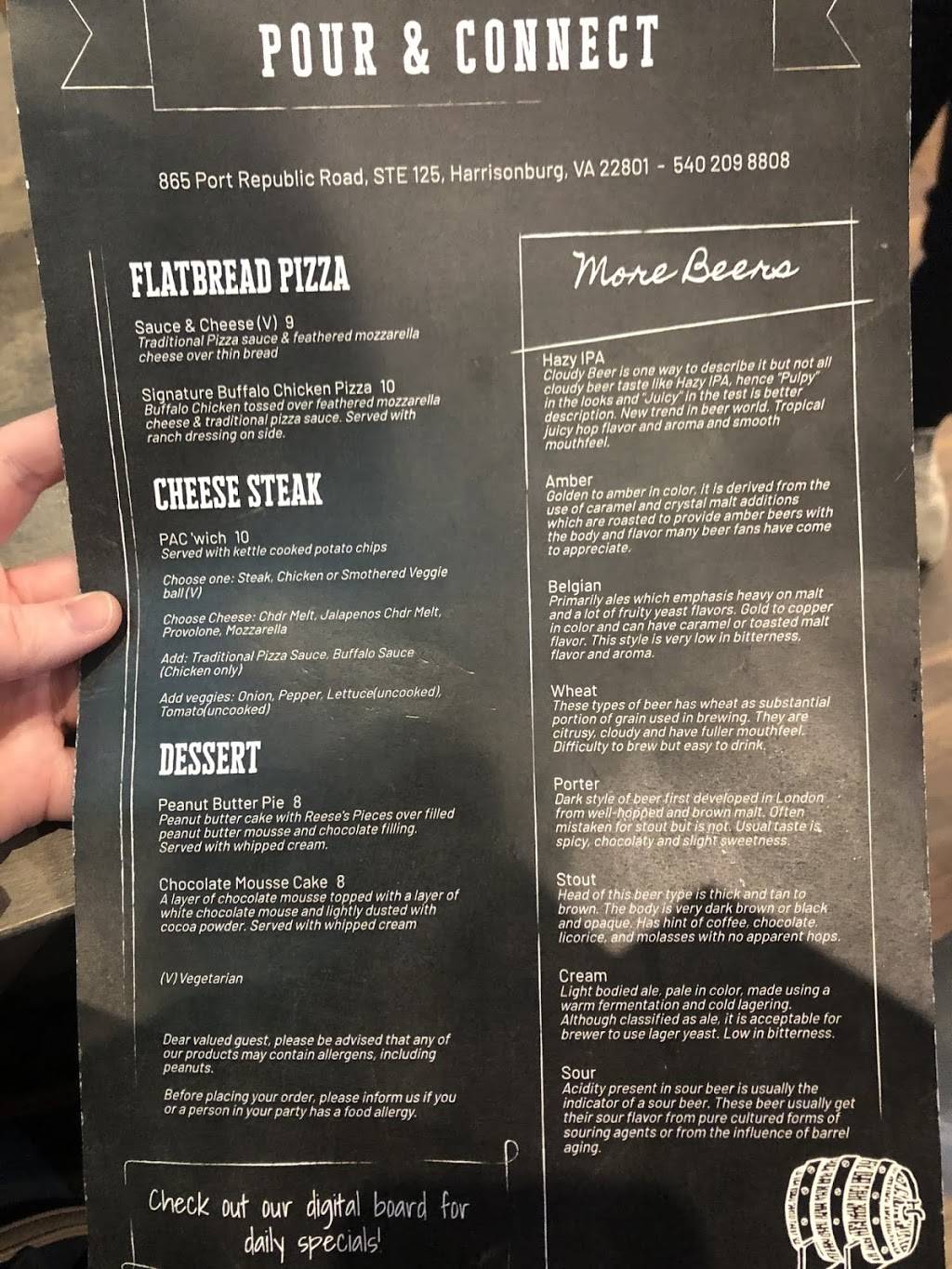 Pour & Connect | restaurant | 865 Port Republic Rd STE 125, Harrisonburg, VA 22801, USA | 5402098808 OR +1 540-209-8808