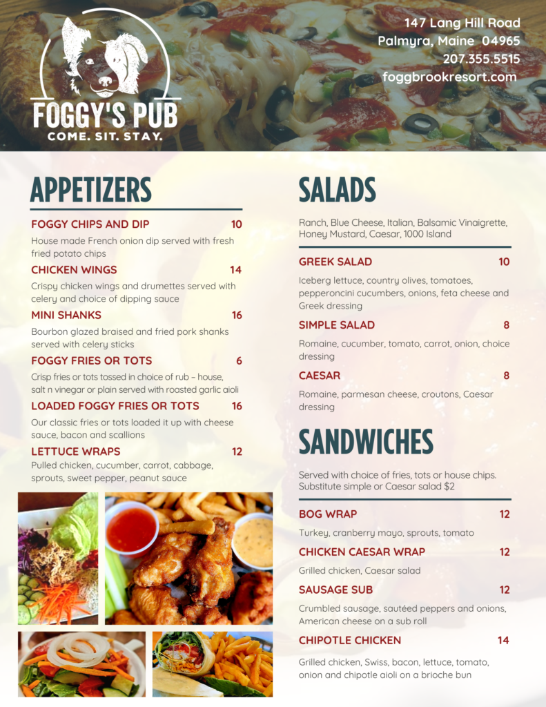 Foggys Pub | restaurant | 147 Lang Hill Rd, Palmyra, ME 04965, USA | 2073555515 OR +1 207-355-5515