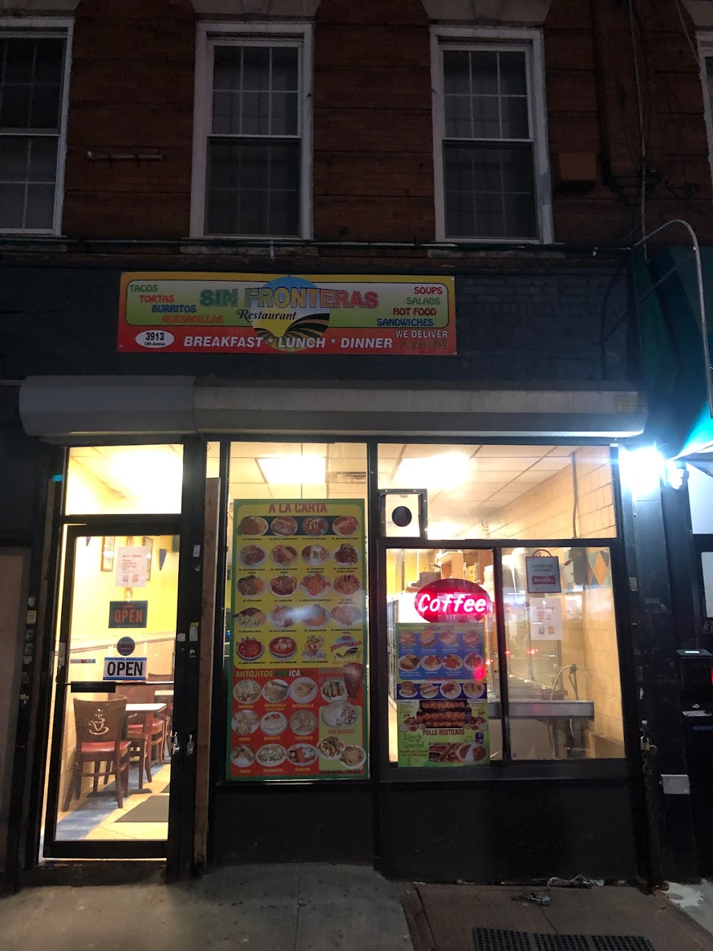 Sin Fronteras Restaurant | restaurant | 3913 13th Ave, Brooklyn, NY 11218, USA | 7184350359 OR +1 718-435-0359