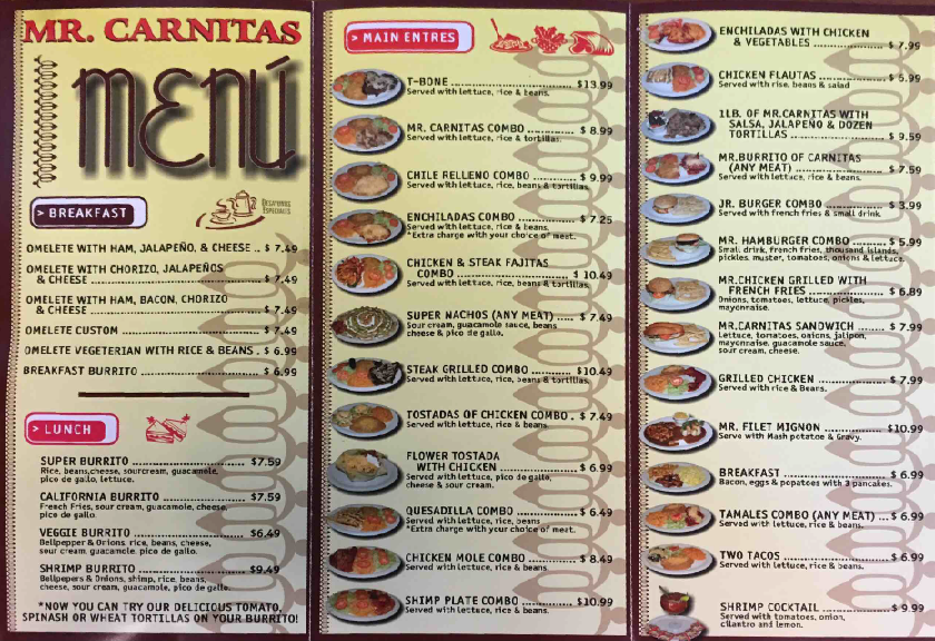 Mr. Carnitas Mexican Restaurant | restaurant | 1589 W El Camino Ave, Sacramento, CA 95833, USA | 9169228835 OR +1 916-922-8835