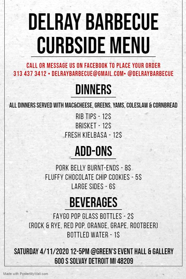 Delray Barbecue | meal takeaway | 600 S Solvay St Suite A, Detroit, MI 48209, USA | 3134373412 OR +1 313-437-3412