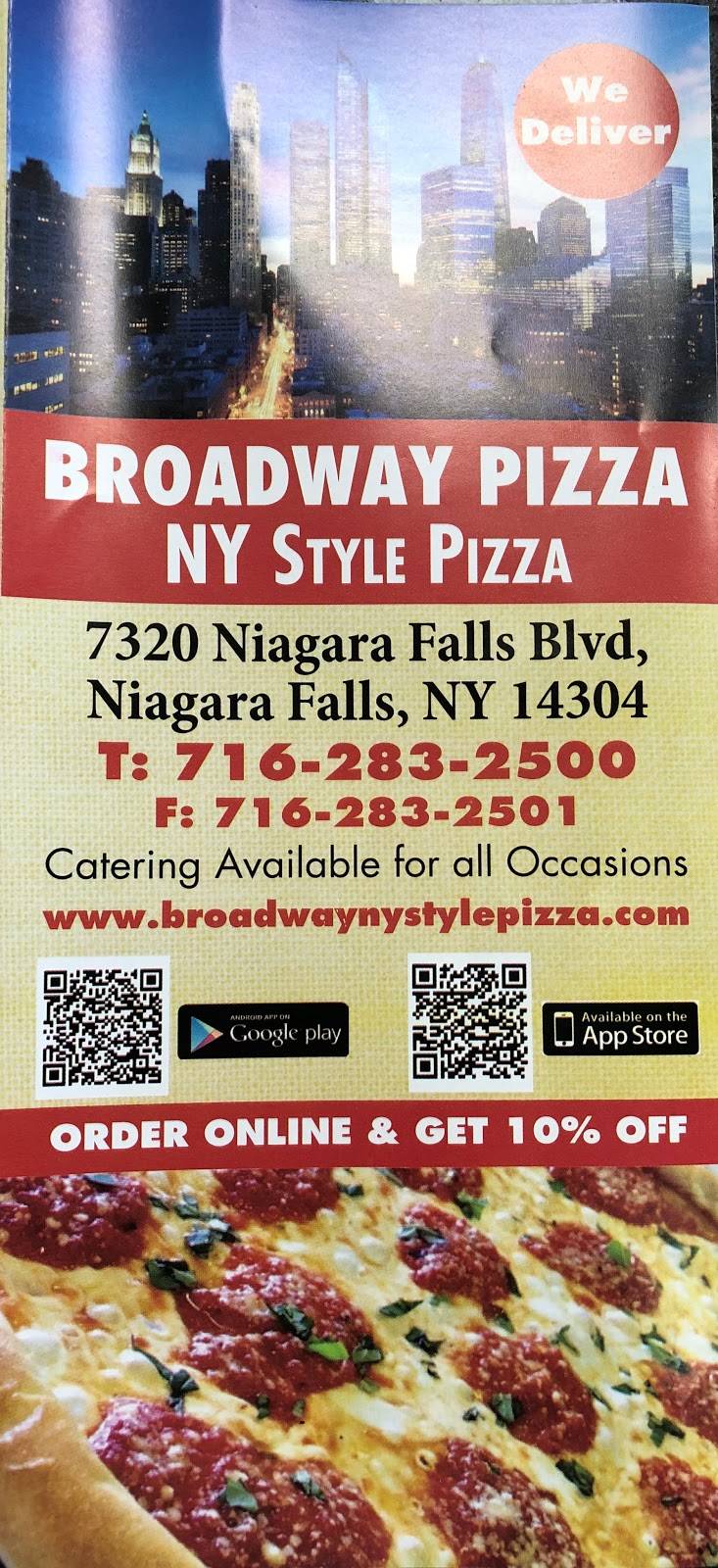 Broadway Pizza | restaurant | 7320 Niagara Falls Blvd, Niagara Falls, NY 14304, USA | 7162832500 OR +1 716-283-2500