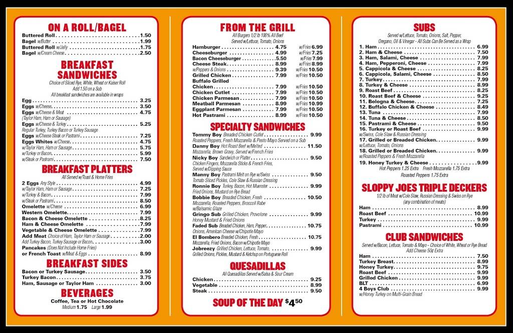 FOUR BOYS DELI 2 | restaurant | 149 Randolph Ave, Avenel, NJ 07001, USA | 7323811315 OR +1 732-381-1315