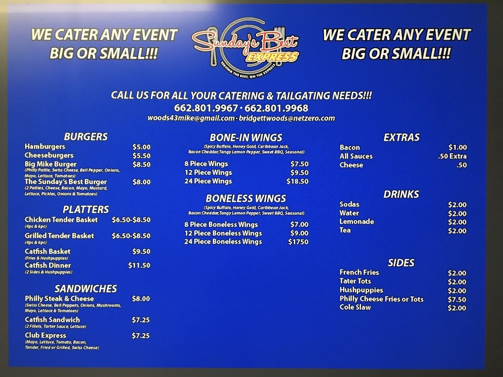 Sundays Best Express | restaurant | 34 County Rd 106, Abbeville, MS 38601, USA | 6628019967 OR +1 662-801-9967