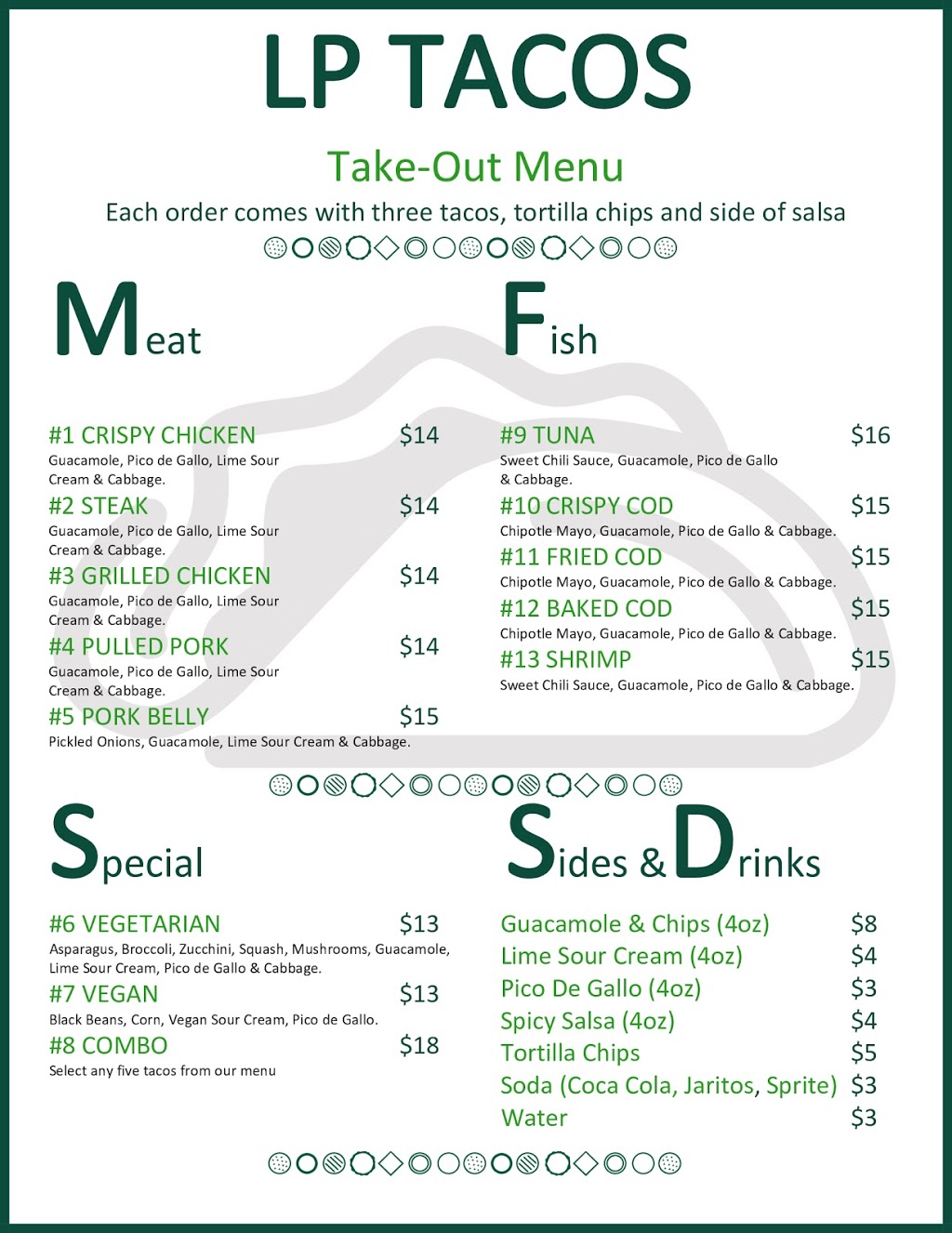 LP Tacos | meal delivery | 2440 N Clark St, Chicago, IL 60614, USA | 7734725555 OR +1 773-472-5555