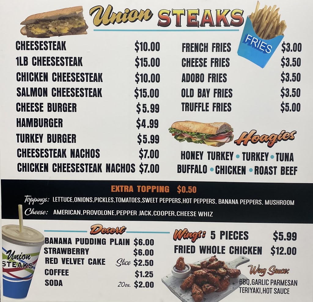 Union Steaks | restaurant | 1733 W 3rd St, Chester, PA 19013, USA | 2152752457 OR +1 215-275-2457