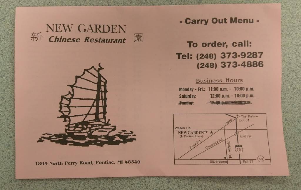 New Garden Chinese Restaurant | restaurant | 1899 N Perry St, Pontiac, MI 48340, USA | 2483739287 OR +1 248-373-9287