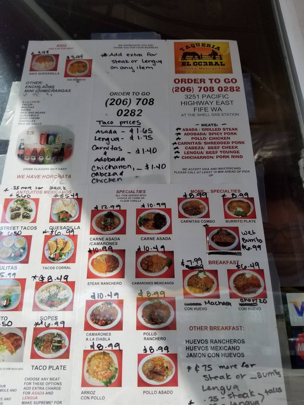 Taqueria El Corral | restaurant | 3251 Pacific Hwy E, Fife, WA 98424, USA | 2067080282 OR +1 206-708-0282