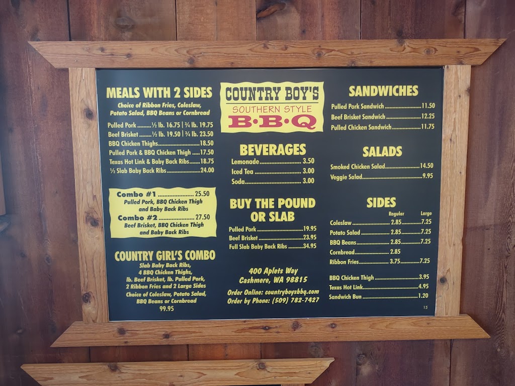 Country Boys BBQ | restaurant | 400 Aplets Way, Cashmere, WA 98815, USA | 5097827427 OR +1 509-782-7427
