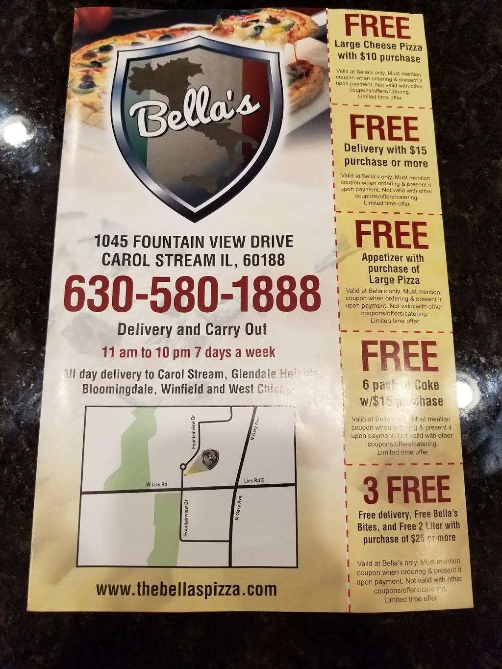 Bella’s | restaurant | 1045 Fountain View Dr, Carol Stream, IL 60188, USA | 6305801888 OR +1 630-580-1888