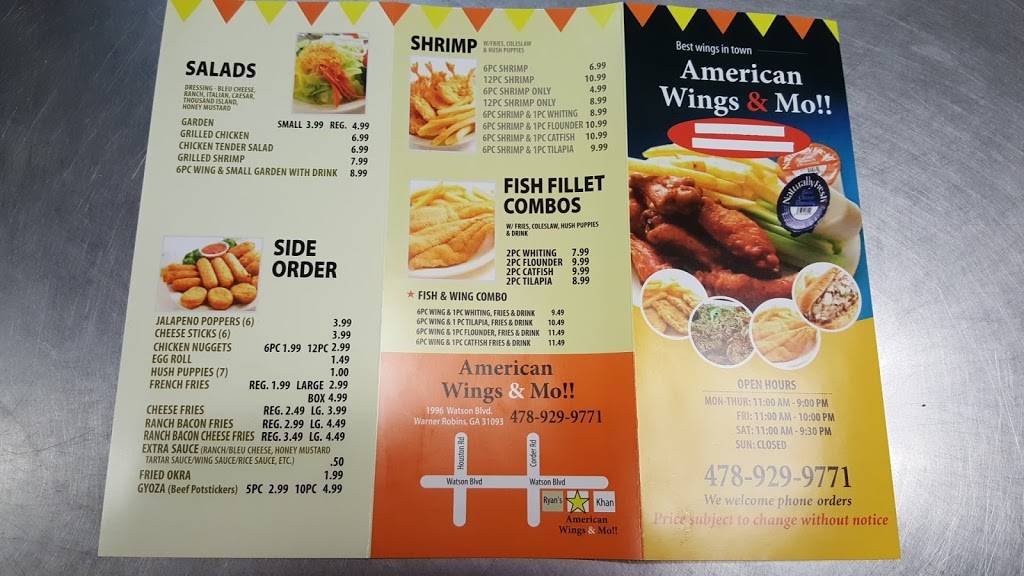 American Wings & Deli | restaurant | 1996 Watson Blvd, Warner Robins, GA 31093, USA | 4789299771 OR +1 478-929-9771