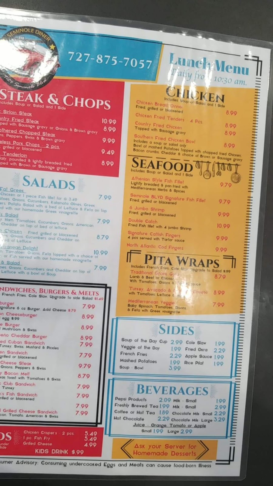 Seminole Diner | restaurant | 9124 Seminole Blvd, Seminole, FL 33772, USA | 7272026172 OR +1 727-202-6172