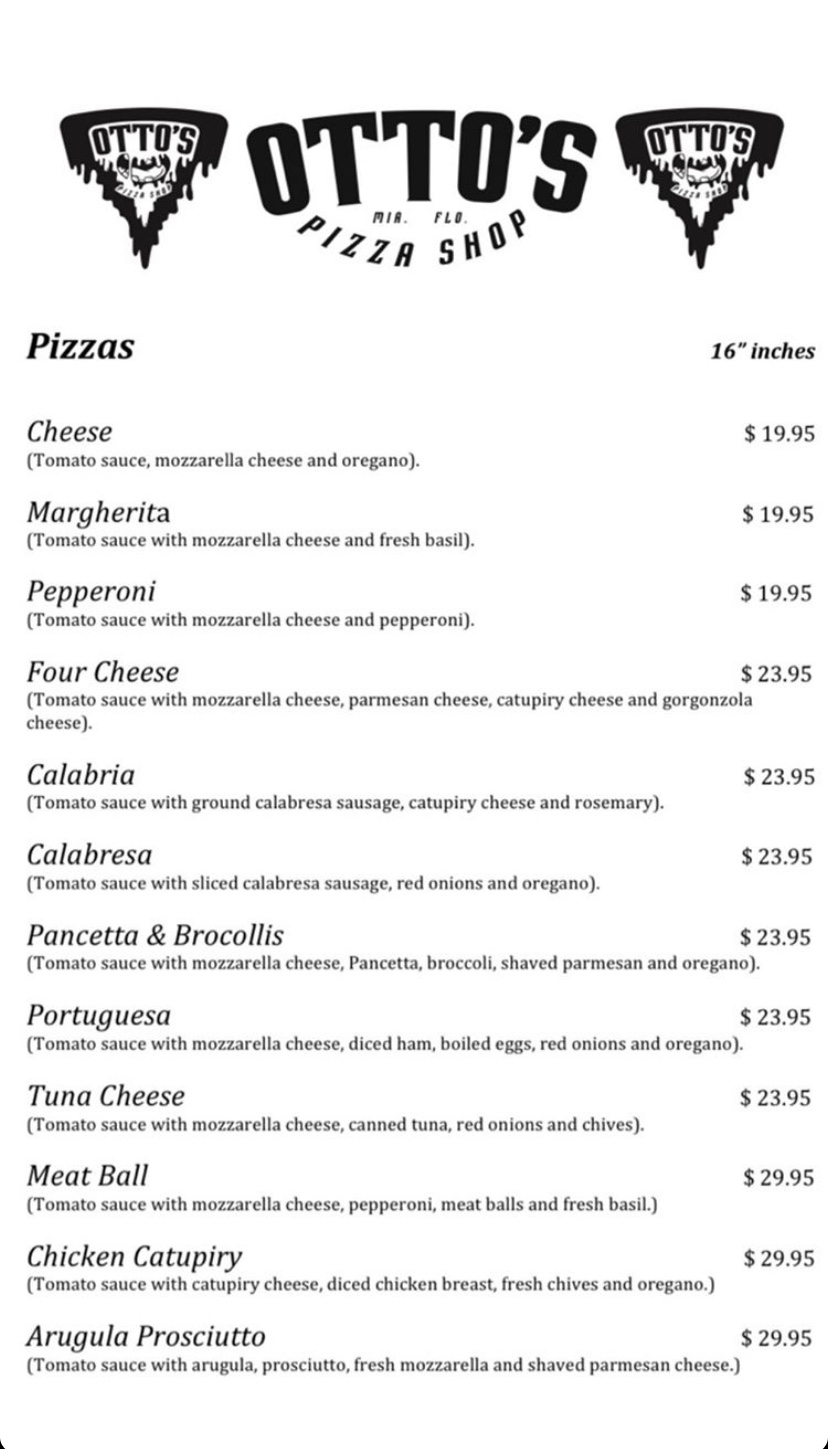 Otto’s Pizza Shop | restaurant | 18106 W Dixie Hwy, Miami, FL 33180, USA | 7863205131 OR +1 786-320-5131