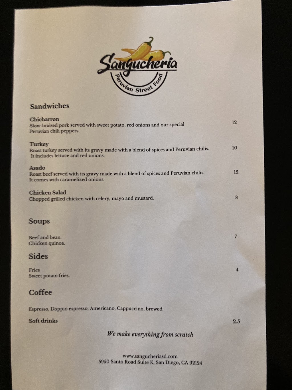 Sangucheria Peruvian Street Food | restaurant | 5950 Santo Rd Suite K, San Diego, CA 92124, USA | 8588361112 OR +1 858-836-1112