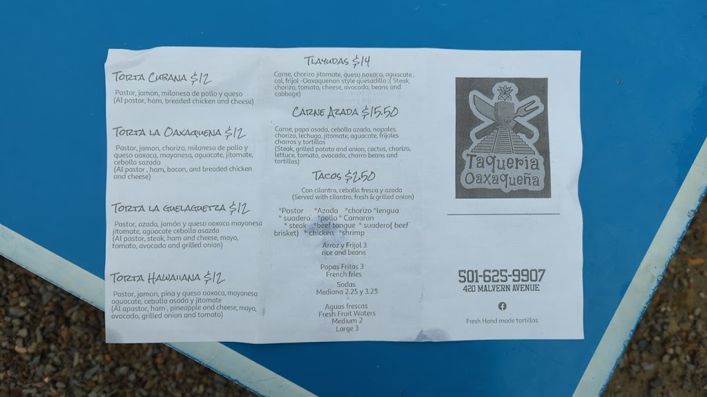 Taqueria Oaxaqueña | restaurant | 420 Malvern Ave, Hot Springs, AR 71901, USA | 5016259907 OR +1 501-625-9907