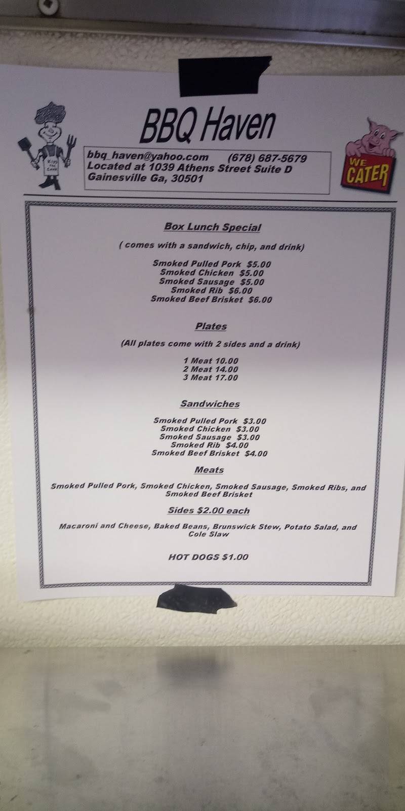 Bbqhaven | restaurant | 1039 Athens St, Gainesville, GA 30501, USA | 6786875679 OR +1 678-687-5679