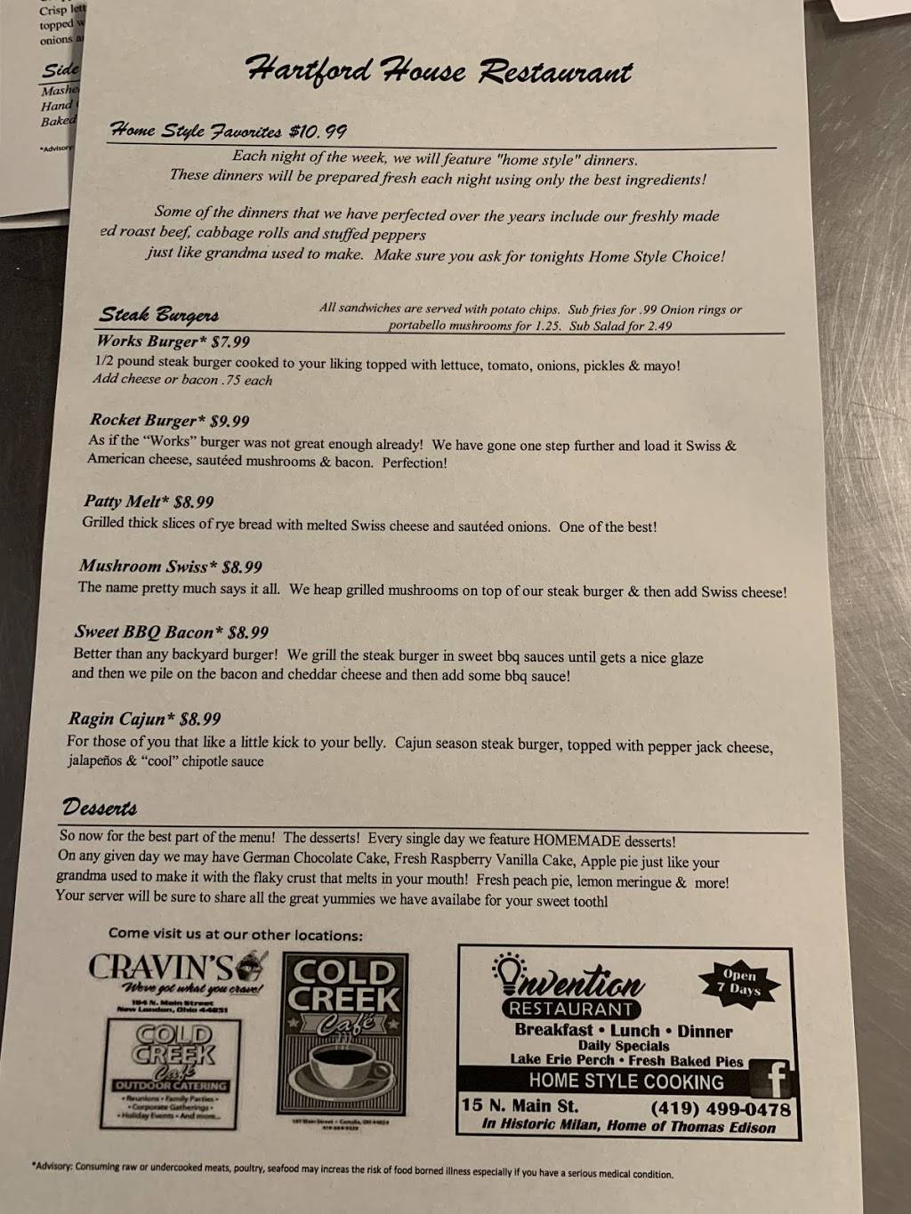 The Hartford House Restaurant | restaurant | 200 W Water St, Oak Harbor, OH 43449, USA | 4196076116 OR +1 419-607-6116