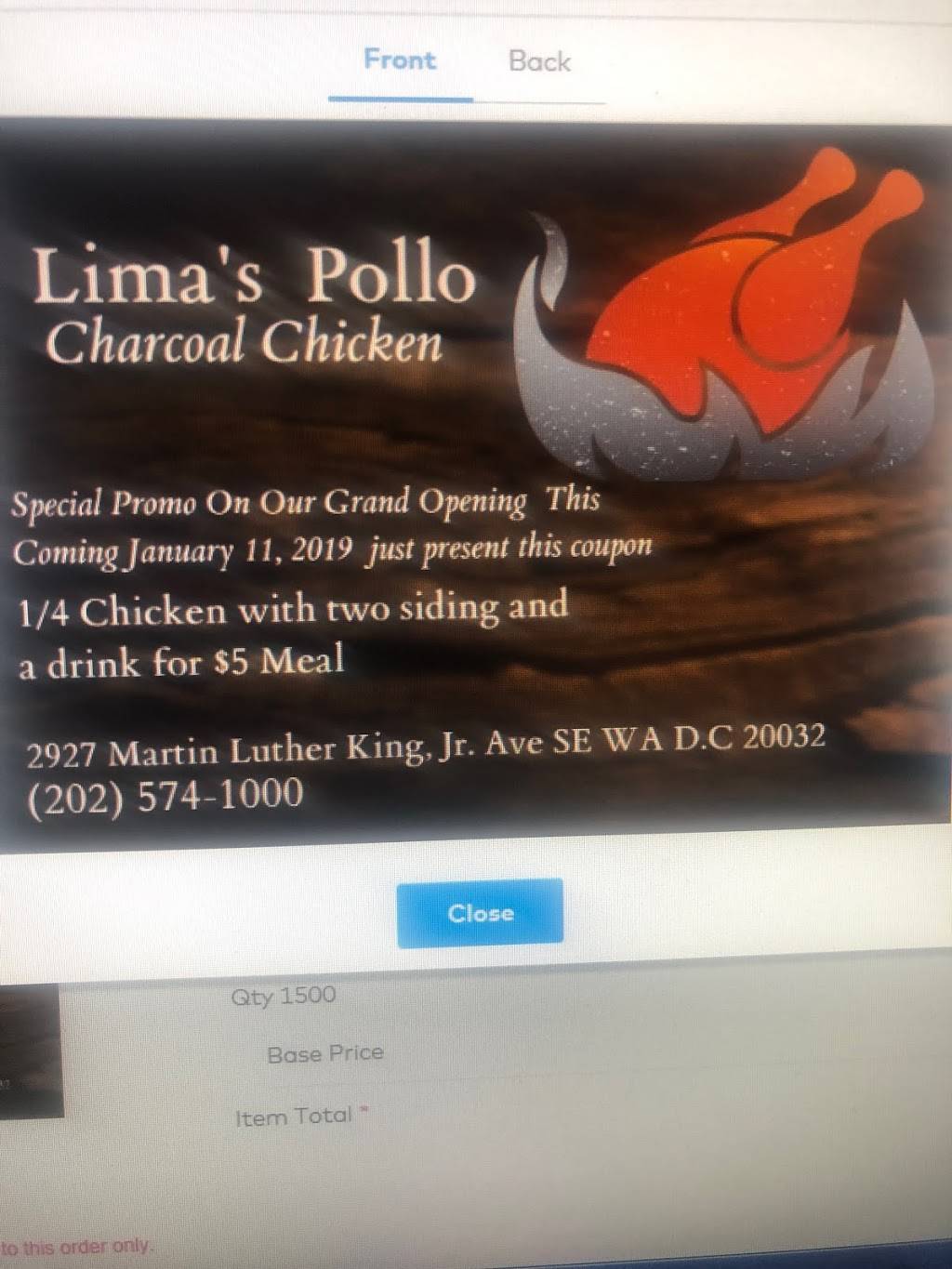 Limas Pollo | restaurant | 2927 Martin Luther King Jr Ave SE, Washington, DC 20020, USA | 2025741000 OR +1 202-574-1000