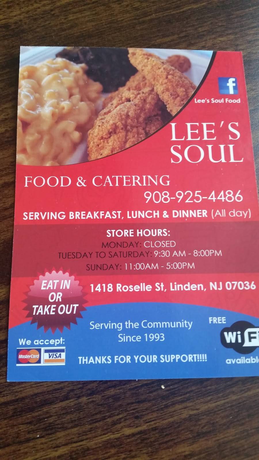 Lees Soul Food | restaurant | 1418 Roselle St, Linden, NJ 07036, USA | 9089254486 OR +1 908-925-4486