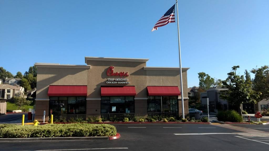 Chick-fil-A | restaurant | 11670 Carmel Mountain Rd, San Diego, CA 92128, USA | 8586130573 OR +1 858-613-0573