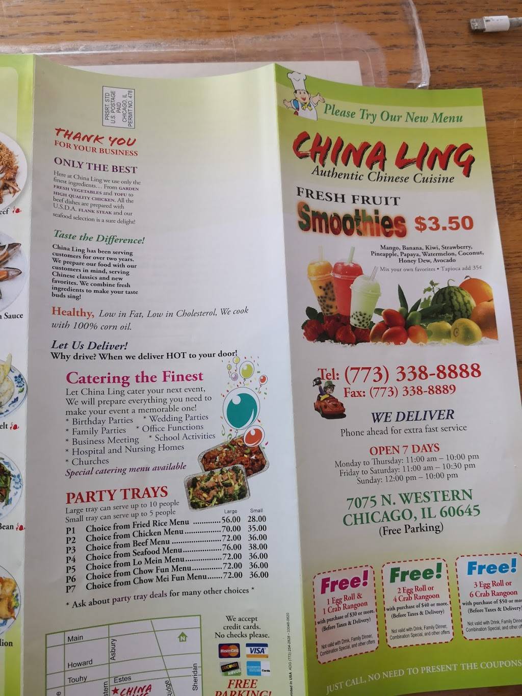 china ling | restaurant | 7075 N Western Ave, Chicago, IL 60645, USA | 7733388888 OR +1 773-338-8888
